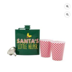 Santa’s Little Helper Flask Set NIB w Funnel & 2 Shot Glasses Christmas